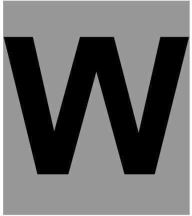 Ergo "W" Sign with Text in Black Color Aluminum 3cm 572410.0053