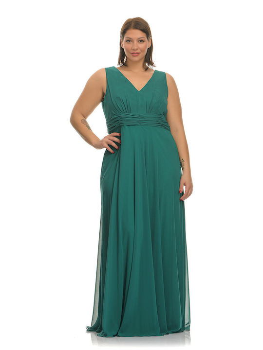 Φόρεμα πράσινο μάξι μουσελίνα.