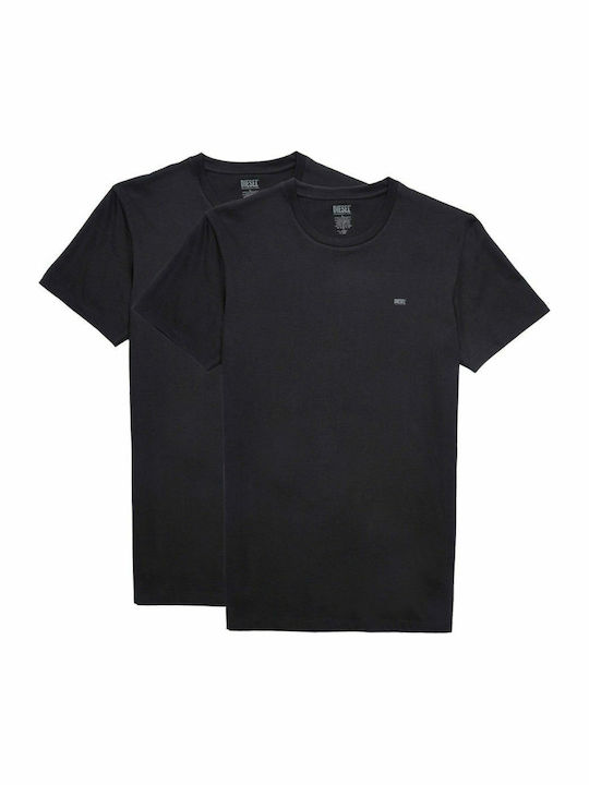 Diesel Men's Undershirts Short-sleeved in Black Color 2Pack