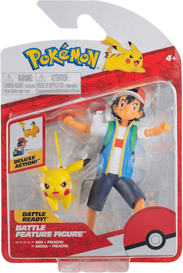 Jazwares Battle Ash și Pikachu Pokemon pentru 4+ Ani 12 cm