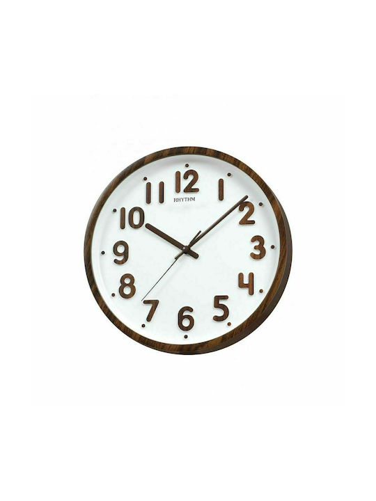 Rhythm 3D Silent Wall Clock Plastic Brown Ø30.6cm