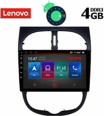Lenovo Car-Audiosystem für Peugeot 206 1998-2006 (Bluetooth/USB/AUX/WiFi/GPS/Apple-Carplay) mit Touchscreen 9"