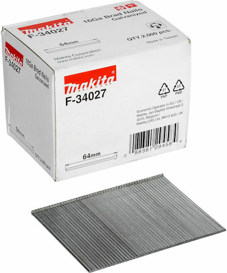 Makita F-34027 Καρφιά 1,6x64mm 16 Ga 2000τμχ