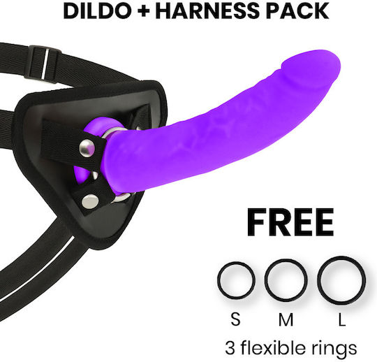 Delta Club Harness με Dildo 20cm σε χρώμα Purple