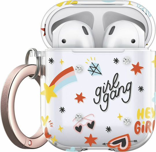 KeyBudz Elevate x Swarovski Girlgang Case Silicone with Hook in Multicolour color for Apple AirPods 1 / AirPods 2