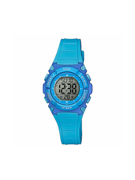 Q&Q Ψηφιακό Ρολόι Μπαταρίας με Καουτσούκ Λουράκι σε Μπλε χρώμα
