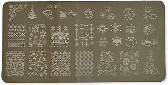 UpLac XY-J28 Christmas Briefmarken für Nägel in Silber Farbe
