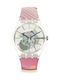 Swatch Red Rivers And Mountains Damen Uhr mit Kautschukarmband