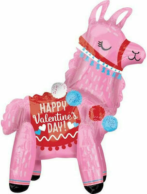 Balloon Foil Jumbo Valentine's Day Pink Llama 55cm