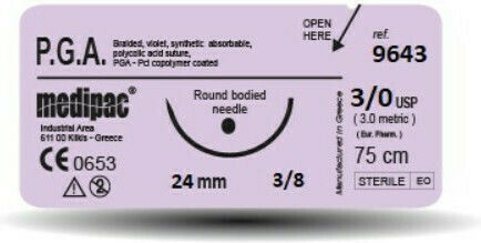 Medipac PGA 3/0 Surgical Suture 24mm