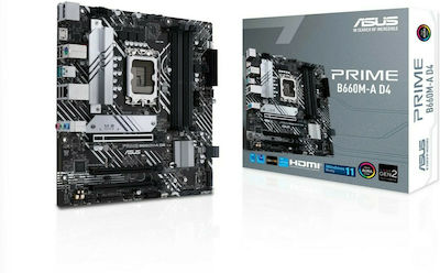 Asus Prime B660M-A D4 Motherboard Micro ATX με Intel 1700 Socket