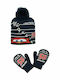 Kids Beanie Set with Gloves Knitted Navy Blue