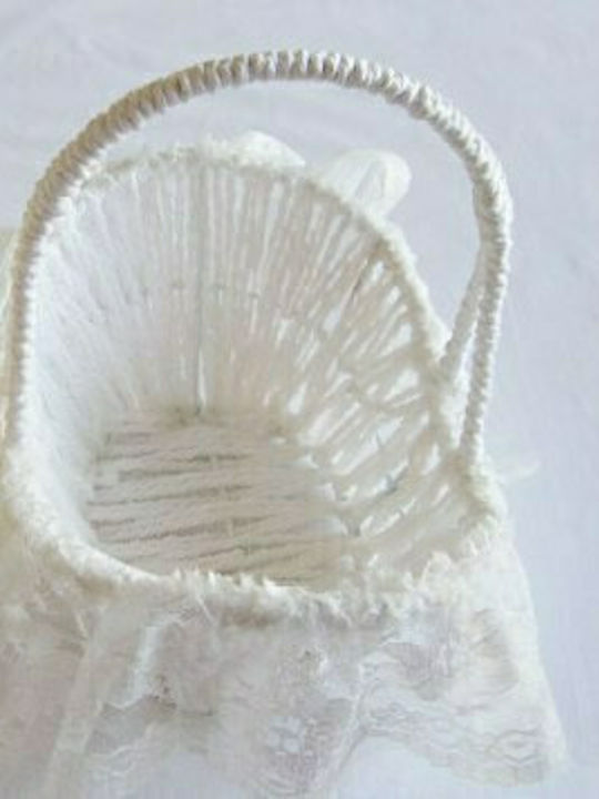 Paper Small Rice Basket 0519019 Bamboo Lace white