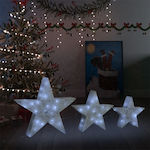 vidaXL Χριστουγεννιάτικα Διακοσμητικά Επιτραπέζια Αστέρια Φωτιζόμενα Υφασμάτινα Λευκό 3τμχ