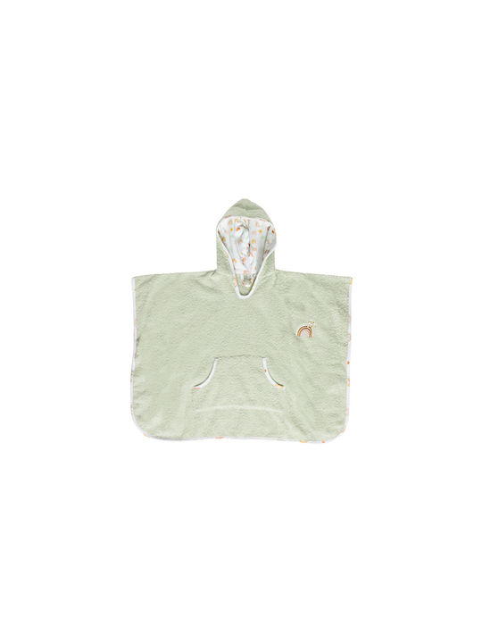 Bebejou Hooded Baby Poncho Rainbow Sky Green