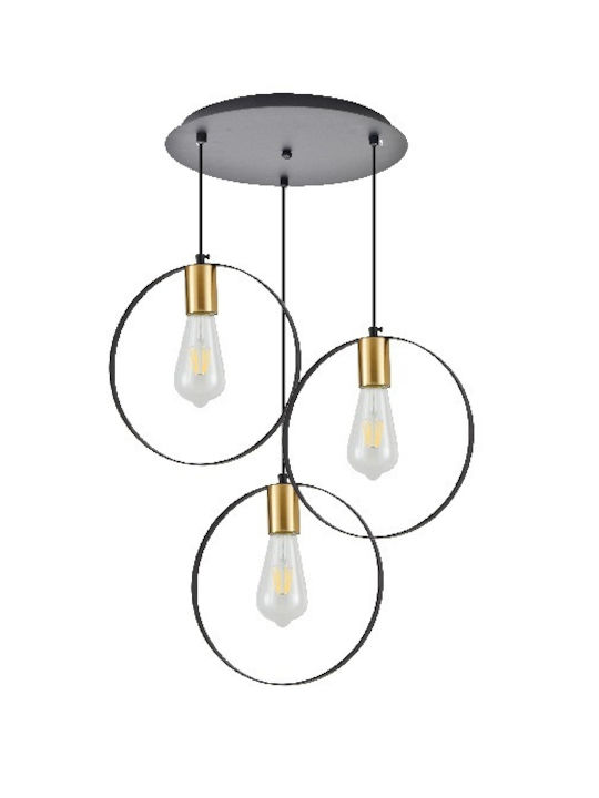 Home Lighting Hoop Hängende Deckenleuchte Dreilicht für Fassung E27 Schwarz