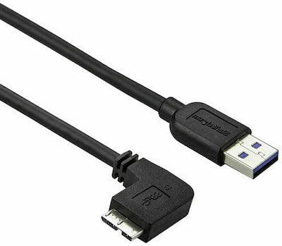 StarTech Winkel (90°) / Regulär USB 3.0 auf Micro-USB-Kabel Schwarz 0.5m (USB3AU50CMLS) 1Stück