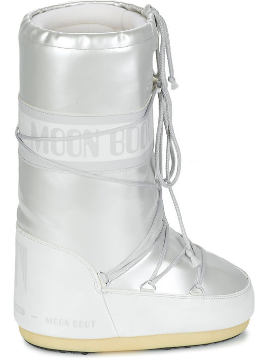 Moon Boot Vynil Met Γυναικείες Μπότες Χιονιού Ασημί