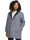 Women's Checked Navy Blue Peacoat