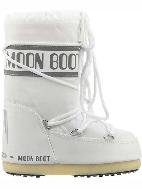 Icon Nylon Γυναικείες Μπότες Χιονιού με Γούνα Λευκές