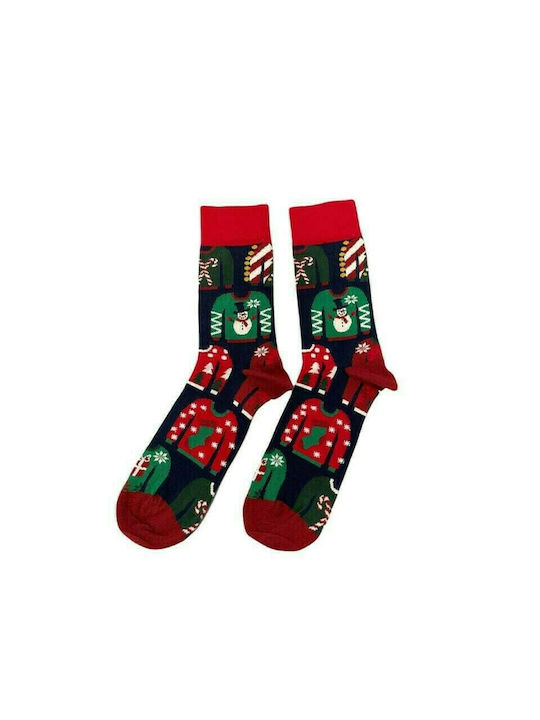 Men Christmas Socks L85 Men's Cotton Long Christmas Socks with Design in Blue-Green color