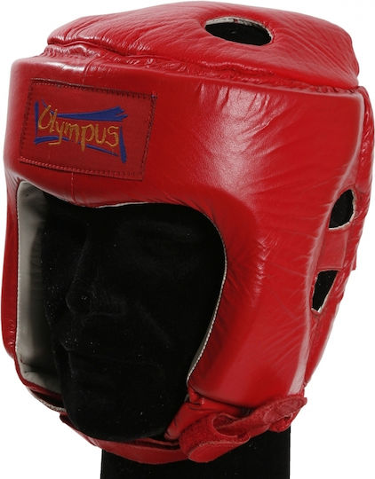 Olympus Sport Competition Thai Adult Open Face Boxing Headgear Leather Red