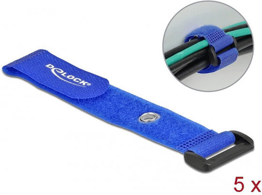 DeLock Δεματικά Καλωδίων Πλαστικά 190mmx25mm σε Μπλε χρώμα (5τμχ) (19546)