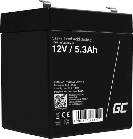 Green Cell Батерия UPS с Капацитет 5.3Ах и Напрежение 12V AGM45 1бр
