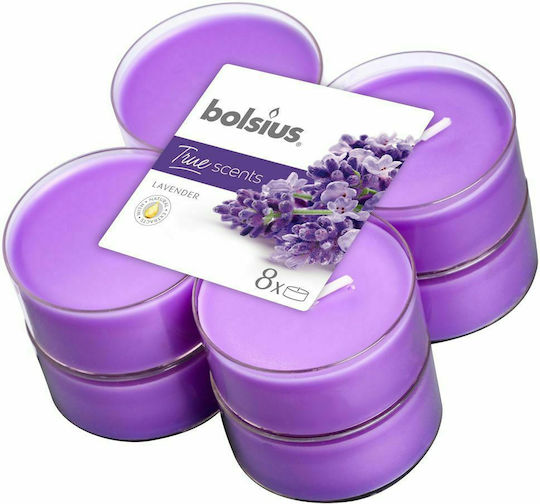 Bolsius True Scents Tealights With Lavender Scent In Purple Colour Up To 8 Hours Duration 8 Pieces