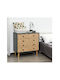 Wooden Chest of Drawers for Bedroom with 5 Drawers Natural Grey 80x40x80cm