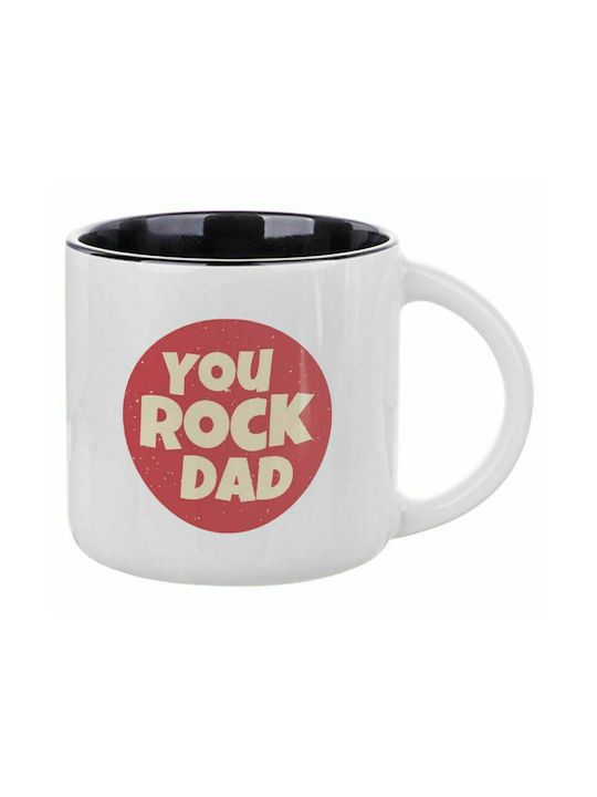 YOU ROCK DAD, Ceramic Mug 400ml White/Black