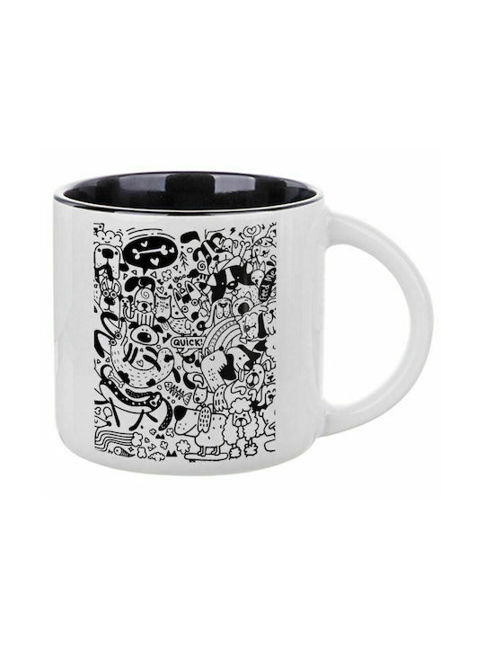 Puppies, Ceramic Mug 400ml White/Black