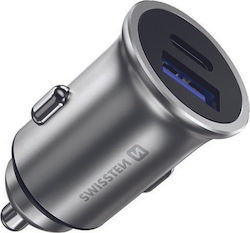 Swissten Încărcător Auto cu Porturi 1xUSB-A 1xType-C