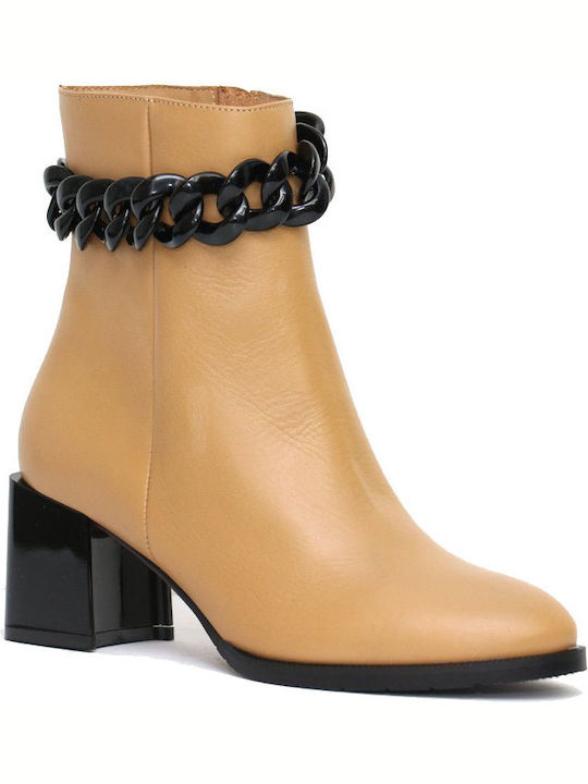 Leder Stiefeletten Damen Beige