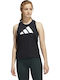 3 Stripes Women's Summer Blouse Sleeveless Striped Black