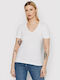 Replay Women's T-shirt with V Neck White