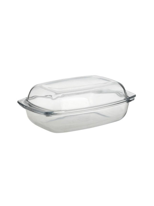 Click Oală Dreptunghiulară de Sticlă cu Capac de Sticlă 34x23cm 1buc