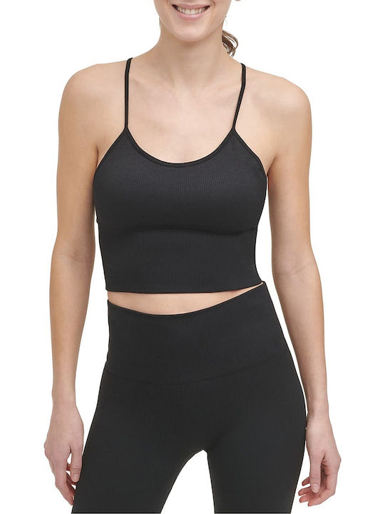 DKNY Women's Athletic Crop Top with Straps Black