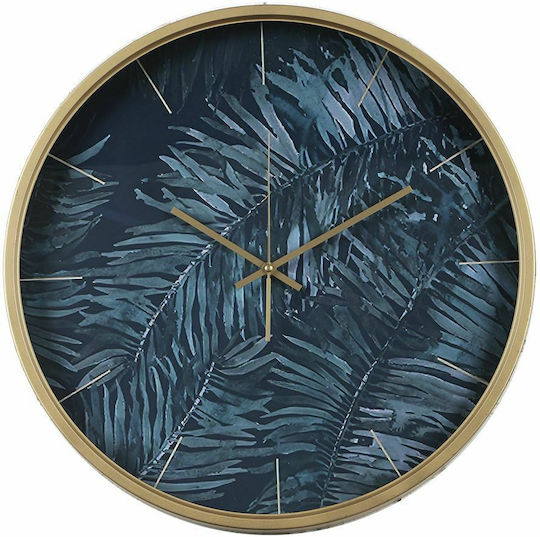 Iliadis Leaves Wanduhr Glas Blue/Gold Ø50cm