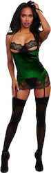 Dreamgirl Babydoll With garters Evergreen