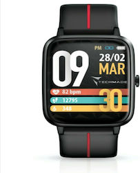 Techmade Sport 37mm Smartwatch με Παλμογράφο (Black/Red)