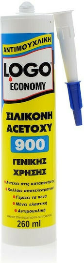 Logo Acetoxy Economy 900 Sealant Silicone Mold Resistant White 260ml