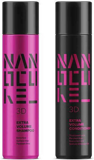 Keratin Nanocure 3D Extra Volume Hair Care Set for Mass Gaining for Thin Hair with Shampoo & Conditioner 2 Pieces