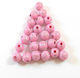 Cross round acrylic bead 8mm/100 pcs Pink-Silver