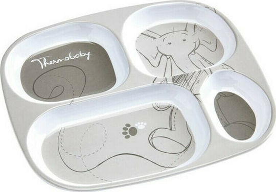 Thermobaby Melamine Toddler Plate Going to the Jungle Gray