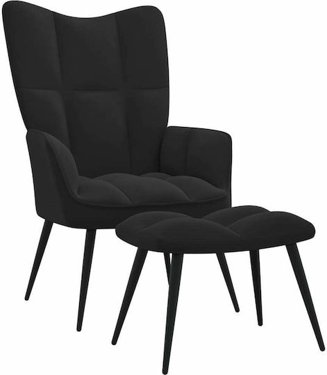 Μπερζέρα με Υποπόδιο Βελούδινη Μαύρο 61x70x96.5cm