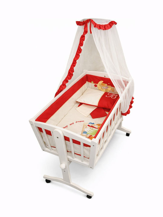 Beboulino Λίκνο Red Stork White με Στρώμα