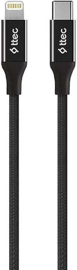 TTEC AlumiCable Плетена USB-C към Lightning кабел Черен 1.5м (2DK41S)
