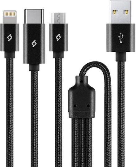 TTEC Alumicable Trio Braided USB to Lightning / Type-C / micro USB 1m Cable (2DK39S)