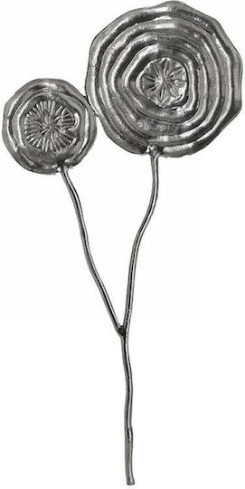 Inart Decorațiune Pentru Perete Flori Argintii Din Metal 35x2x72cm